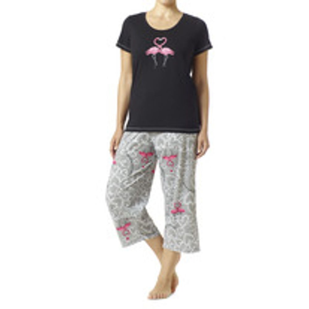 Hue Women's Cotton Knit Tee & Capri Pj Set
